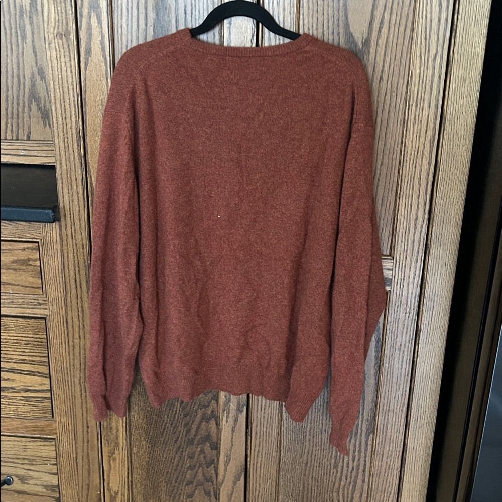 Alan Flusser‎ Men's 100% Cashmere Sweater Pullover Crew Orange - Picture 5 of 5